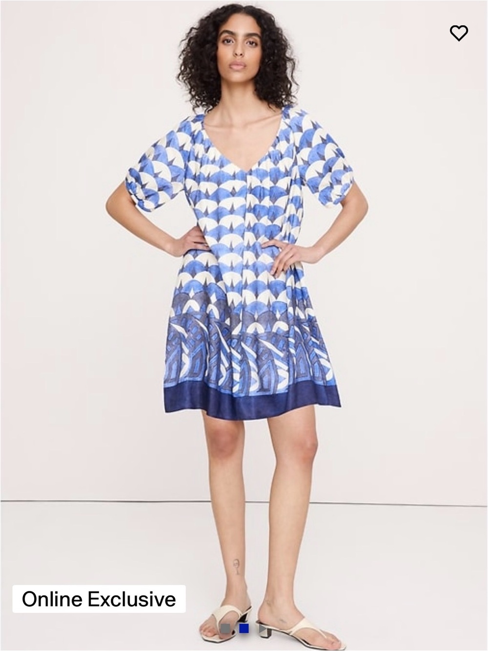 Banana Republic Viscose-Linen Puff-Sleeve Mini Dress NWT
